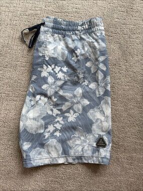 Prana Light Blue White Floral Swim Shorts